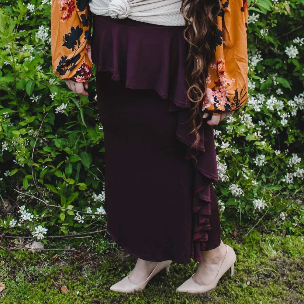 Maroon Ruffled Skirt